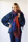 BIG CHECK SCARF - pumpkin bl